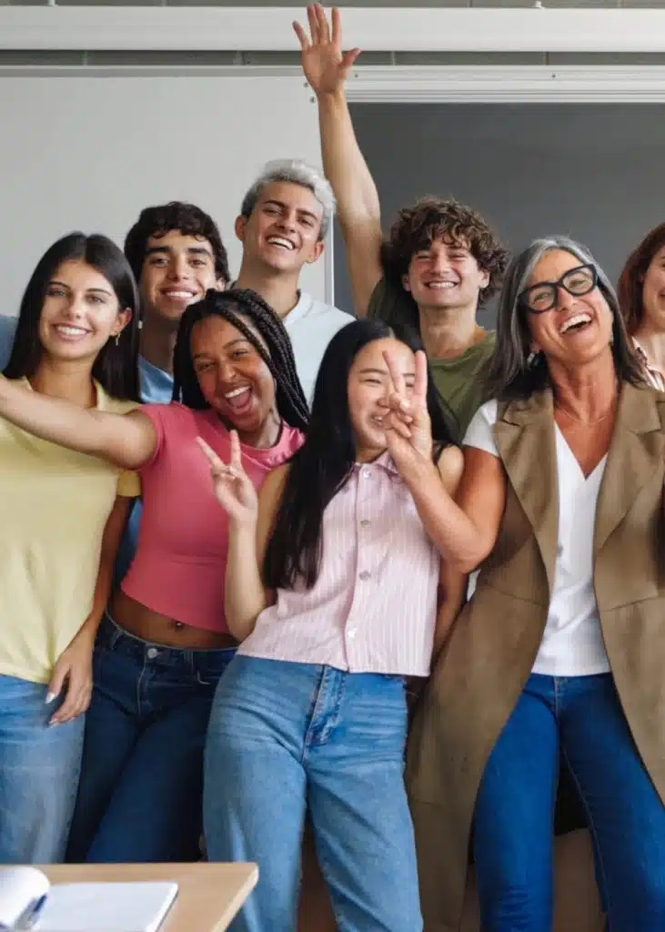 Élève levant la main dans une classe eurégionale